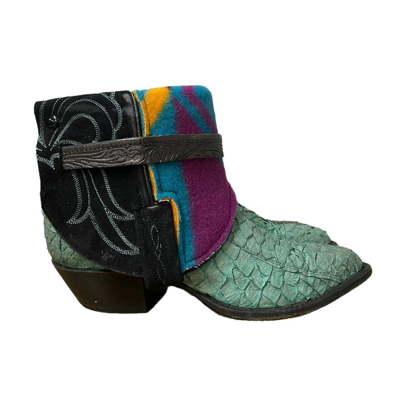 7 Exotic Teal & Black Wool Canty Boots®