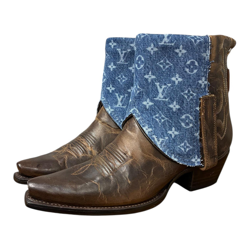 7.5 Embroidered Brown & Designer Denim Canty Boots®