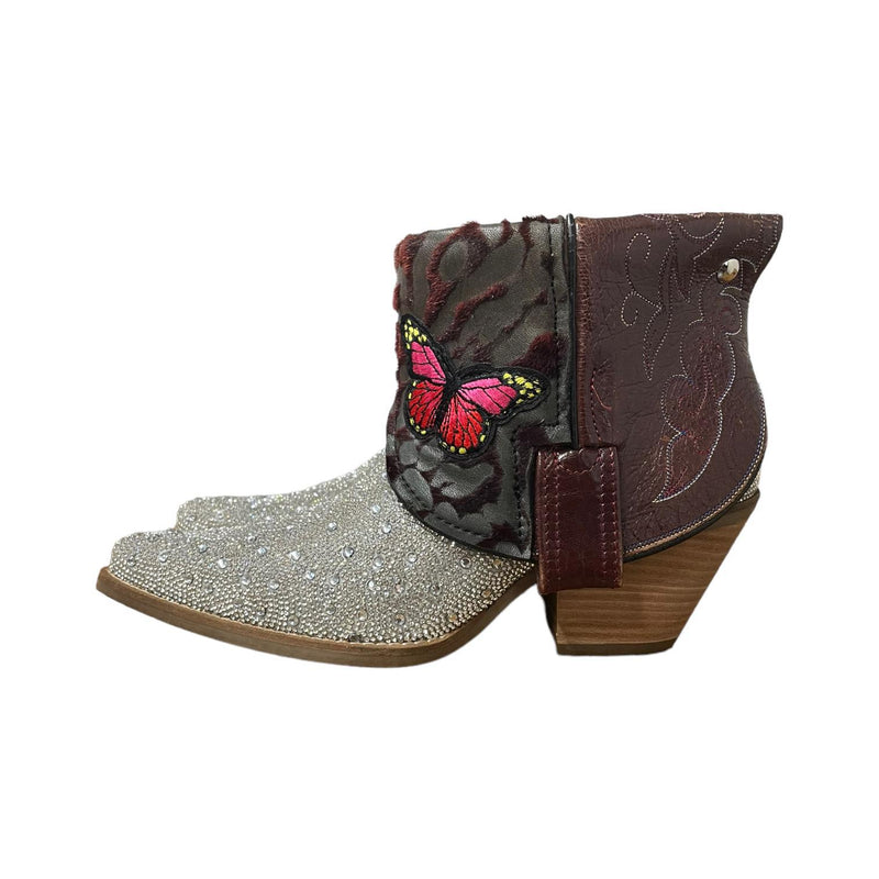 11 Red & Rhinestone Canty Boots® with Butterfly Patches