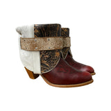 8 Red & White with Tooled Leather Stacked Heel Canty Boots®