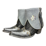 7.5 Gray & Blue Leather Canty Boots® with Star Inlay