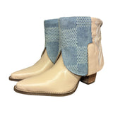 10 Pale Pink & Designer Denim Stacked Heel Canty Boots®