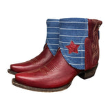 8 Red & Striped Denim with Star Inlay Canty Boots®