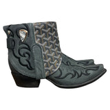 9.5 Embroidered Black & Designer Canty Boots® with White Buffalo Concho