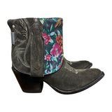 7 Charcoal Rough Out & Floral Leather Canty Boots®