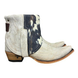8.5 Embroidered White & Cowhide Printed Leather Canty Boots®