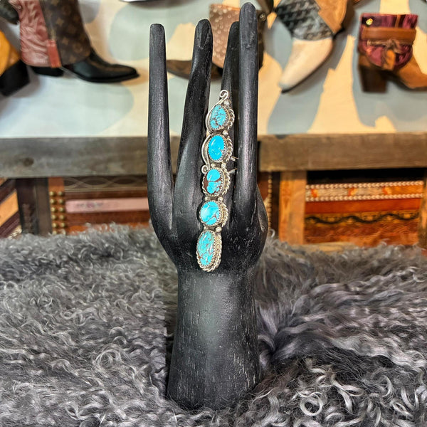 Sterling Silver & 5 Stone Turquoise Ring