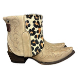 7.5 Embroidered Tan & Leopard Hair-on Hide Canty Boots®