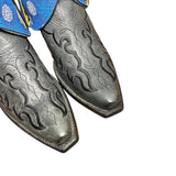 6.5 Embroidered Black & Blue Shweshwe Fabric Canty Boots®