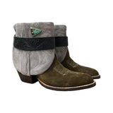8 Green & Gray Rough Out Canty Boots® with Turquoise Concho