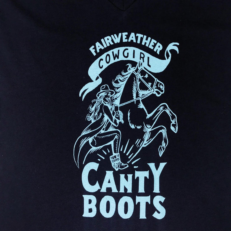 Women's Navy Deep V-Neck Tee - Fairweather Cowgirl