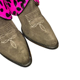 9 Charcoal Rough Out & Pink Leopard Hair-on Hide Canty Boots®