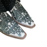 7 Two Toned Embroidered & Rhinestone Denim Canty Boots®