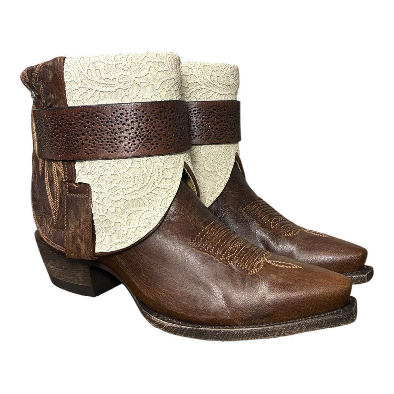 9 Brown & Lace Printed Leather Canty Boots®