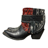 8.5 Embroidered Black & Red Leopard Hair-on Hide Canty Boots®