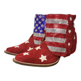 9 Red Rough Out & Stars with American Flag Crystals Canty Boots®