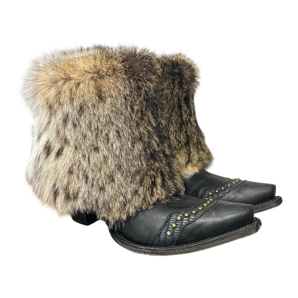 8 Studded Black & Bobcat Fur Canty Boots®