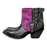 9.5 Black & Pink Leopard Hair-on Hide Canty Boots®