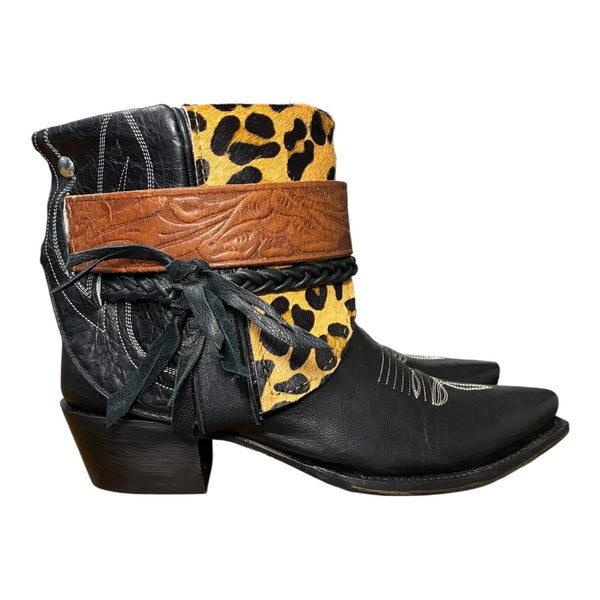 8 Black & Leopard Hair-on Hide Canty Boots®