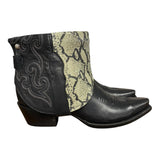 8 Black & Printed Exotic Leather Canty Boots® with Wild Horse Jasper Concho