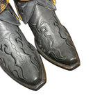 10 Embroidered Black & Leopard Crystal Belt Canty Boots®