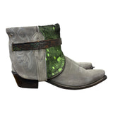 8.5 Gray Rough Out & Green Spotted Hair-on Hide Canty Boots®