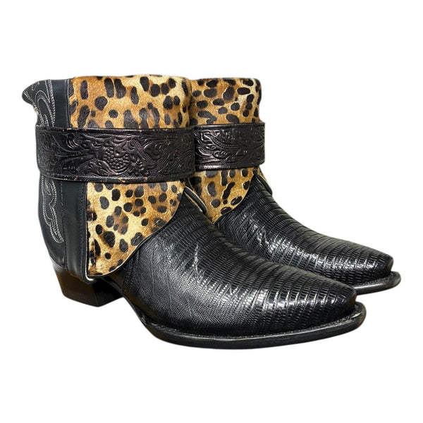 8 Black Exotic & Leopard Hair-on Hide Canty Boots®