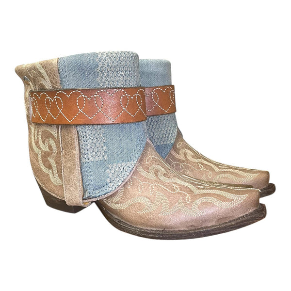 8 Embroidered Tan & Designer Denim Canty Boots®