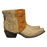9 Embroidered Tan & Moose Printed Leather Canty Boots®