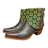 10 Dark Brown & Green Shweshwe Fabric Canty Boots®