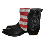7.5 Black & American Flag Crystals Canty Boots®