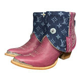 8.5 Embroidered Pink & Designer Denim Canty Boots®