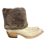 9.5 Embroidered Cream & Shorn Beaver Fur Canty Boots®