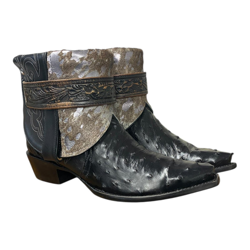 9.5 Exotic Black & Silver Spotted Hair-on Hide Canty Boots®