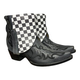 8 Embroidered Black & Checkered Leather Canty Boots®
