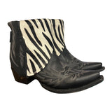 6.5 Embroidered Black & Zebra Striped Hair-on Hide Canty Boots®