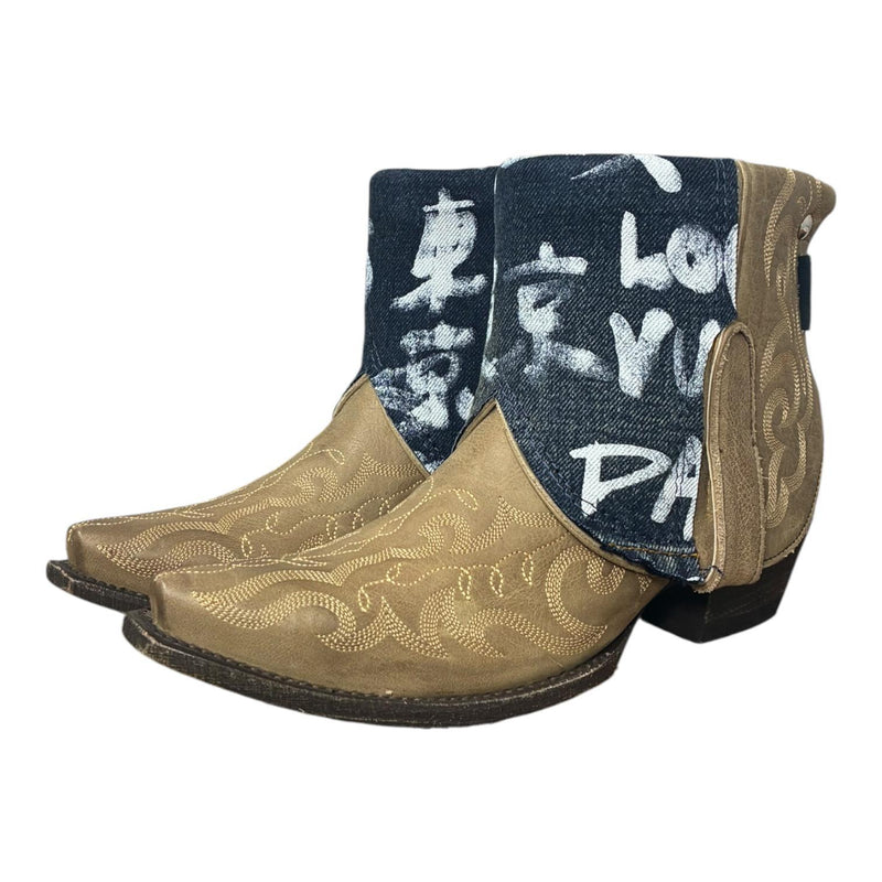 9.5 Embroidered Tan & Designer Denim Canty Boots®