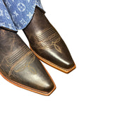 8 Embroidered Brown & Designer Denim Canty Boots®