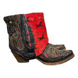 7 Tooled Black & Red with Horse Print Canty Boots®