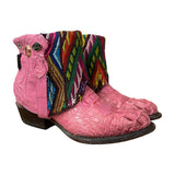 8 Pink Exotic & Tapestry Canty Boots® with Star Concho