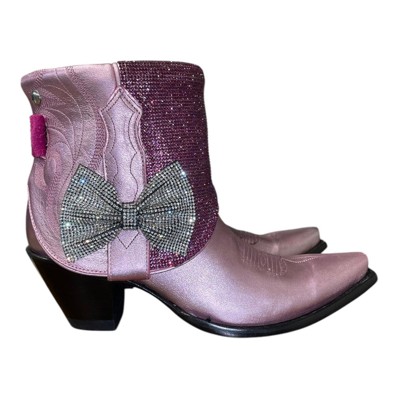 8.5 Metallic Pink & Crystals Canty Boots® with Crystal Bows