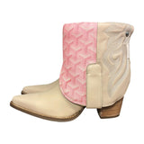 9.5 Pale Pink & Designer Stacked Heel Canty Boots®