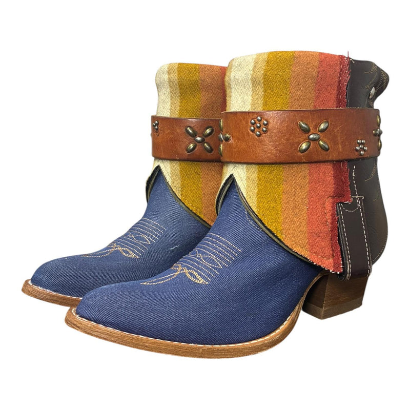 7.5 Two Toned Denim Textile & Wool Canty Boots®