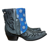 6.5 Embroidered Black & Blue Shweshwe Fabric Canty Boots®