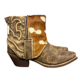 7.5 Distressed Brown & Spotted Hair-on Hide Canty Boots®