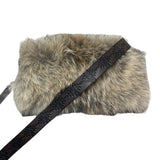 Gray & Black Coyote Hide Clutch with Crossbody Strap