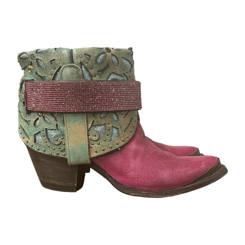 9 Pink & Turquoise Glitter Canty Boots®