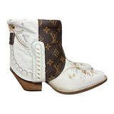 8.5 Cream Embroidered Floral & Designer Canty Boots®