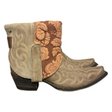 7 Embroidered Tan & Pressed Floral Leather Canty Boots®