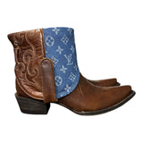 8.5 Embroidered Brown & Designer Denim Canty Boots®